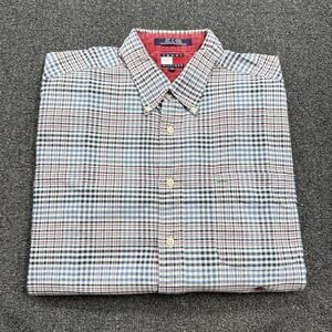 Tommy Hilfiger Men's Button Up Red/White/Blue Long Sleeve Shirt Size Large